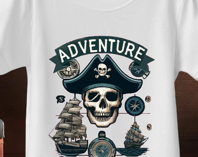 Boys Pirate Shirt – Skull & Ship Adventure Tee, Nautical Birthday Top for Kids