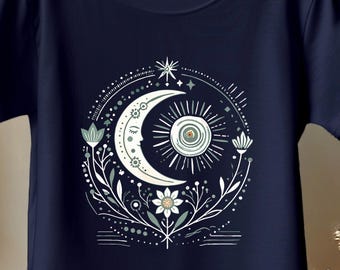 Girls Boho Sun Moon T-Shirt – Floral Youth Summer Tee