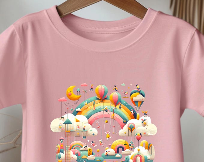 Toddler Hot Air Balloon Shirt – Rainbow Adventure Kids Tee, Birthday Gift For Girls