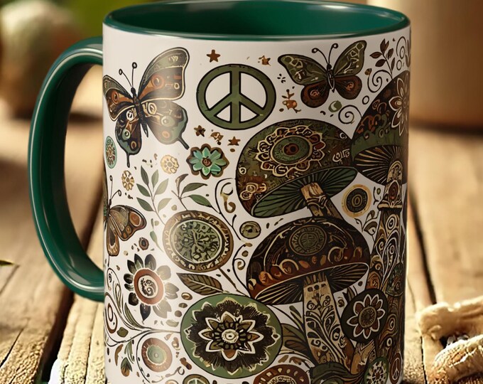 Mushroom Boho Mug – Funky Floral Coffee Mug