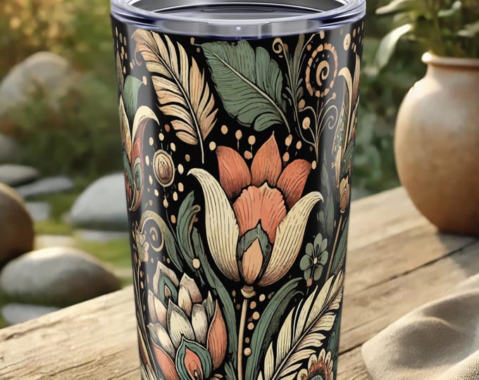 Flower Power Tumbler – Boho Floral Stainless Steel Travel Cup