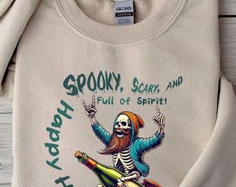 Spooky Vibes Skeleton Halloween Sweatshirt – Funny Dancing Skull Top