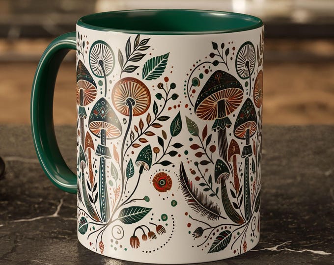 Cottagecore Mushroom Mug – Forest Coffee Cup for Nature Lovers