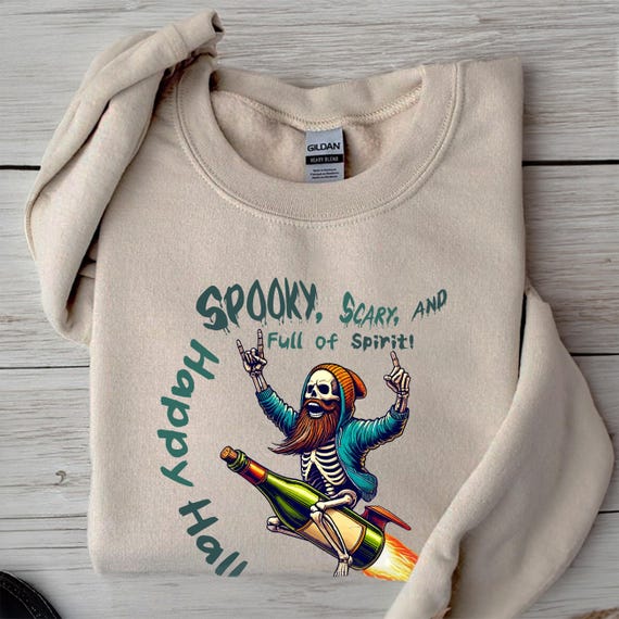 Spooky Vibes Skeleton Halloween Sweatshirt – Funny Dancing Skull Top