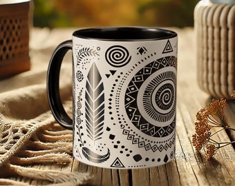 Tribal Mandala Coffee Mug: Bohemian Ceramic Drinkware