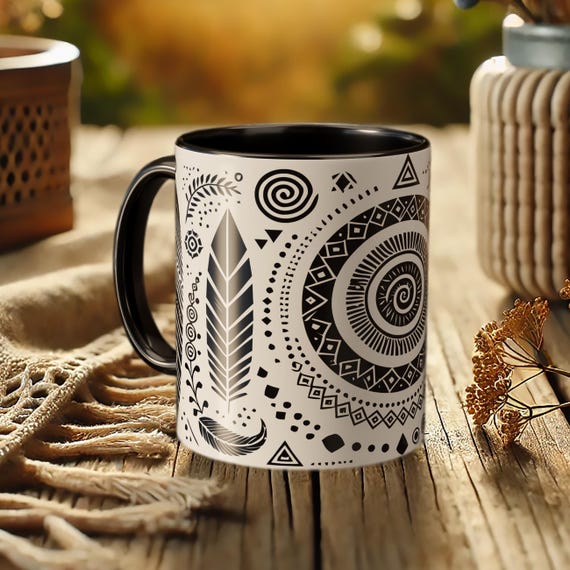 Tribal Mandala Coffee Mug: Bohemian Ceramic Drinkware