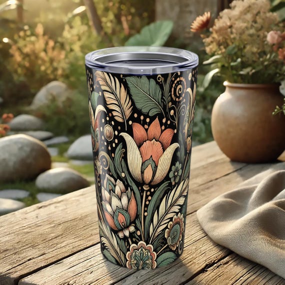 Flower Power Tumbler – Boho Floral Stainless Steel Travel Cup