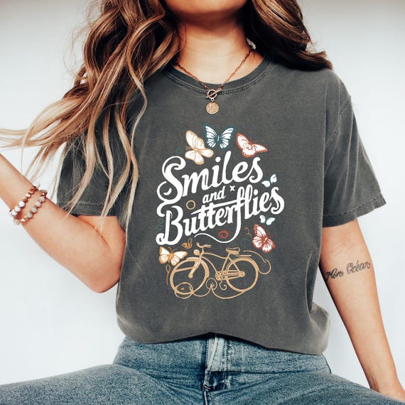 Butterfly T-Shirt – Positive Graphic Tee with Smiles and Butterflies