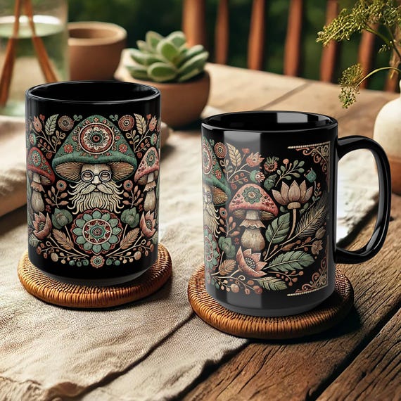 Whimsical Mushroom Mug, Boho Gnome Cup, Fantasy Forest Gift, Cottagecore Ceramic Drinkware