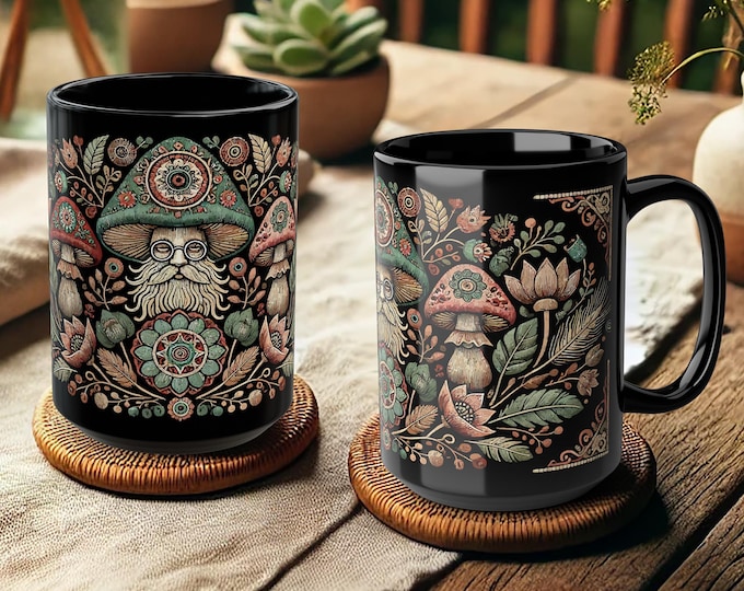 Whimsical Mushroom Mug, Boho Gnome Cup, Fantasy Forest Gift, Cottagecore Ceramic Drinkware