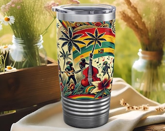 Reggae Tumbler – Tropical Rasta Stainless Steel Travel Mug