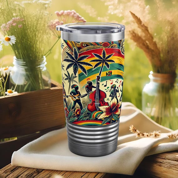 Reggae Tumbler – Tropical Rasta Stainless Steel Travel Mug