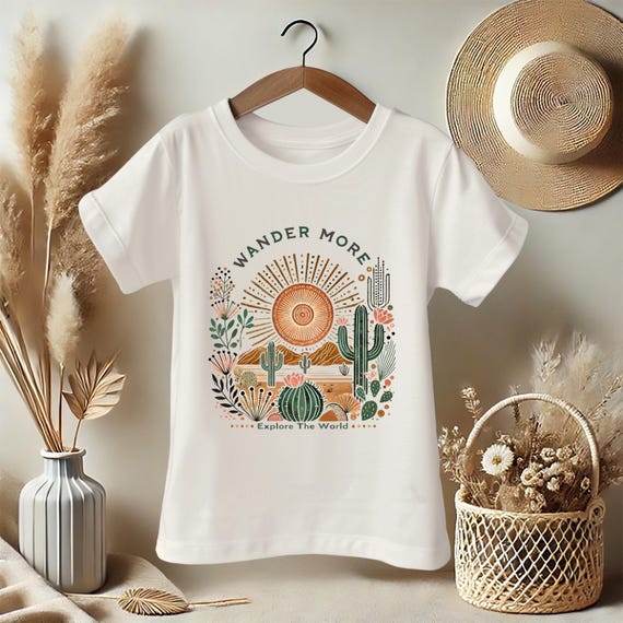 Kids Boho Cactus T-Shirt: Adventure Nature Tee