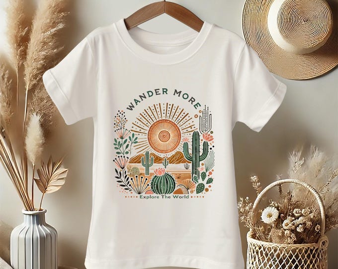 Kids Boho Cactus T-Shirt: Adventure Nature Tee