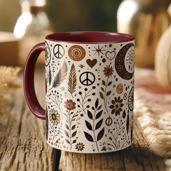 Nature Flower Mug – Hippie Peace Coffee Cup