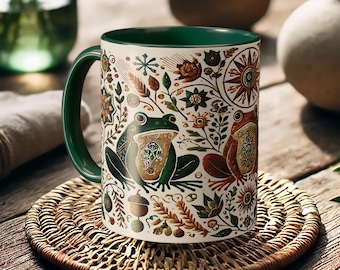 Mok boskikker – Boho-koffiekop met natuurkunst
