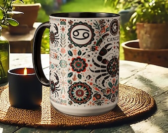 Cancer Zodiac Mug – Boho Astrology Coffee Cup with Crab Design