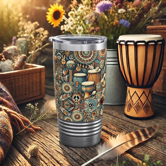 African Drum Travel Cup – Music Inspired Insulated Drinkware