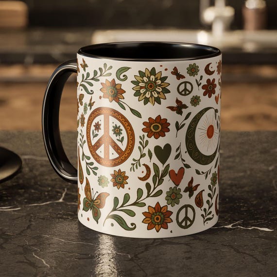 Hippie Flower Mug – Boho Nature Coffee Cup