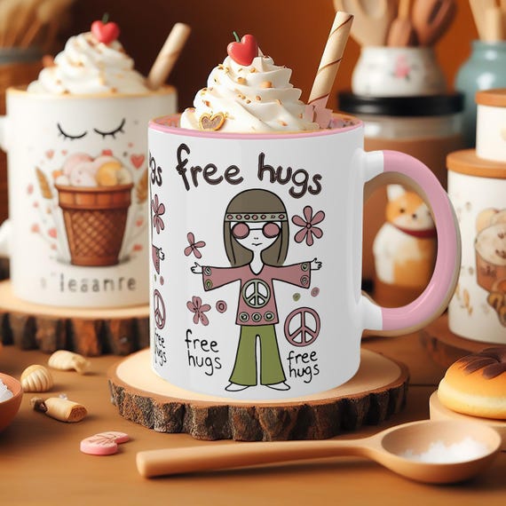 Boho Hug Ceramic Mug, Friend Gift