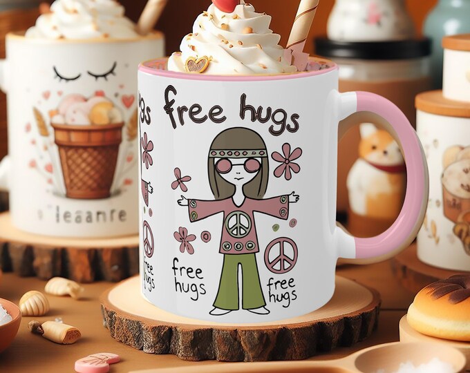 Boho Hug Ceramic Mug, Friend Gift