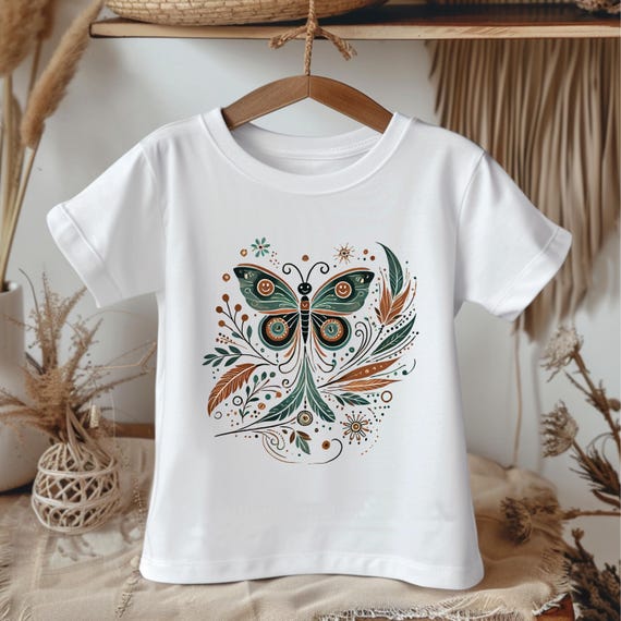 Boho Butterfly Toddler Shirt – Nature Graphic Tee for Girls