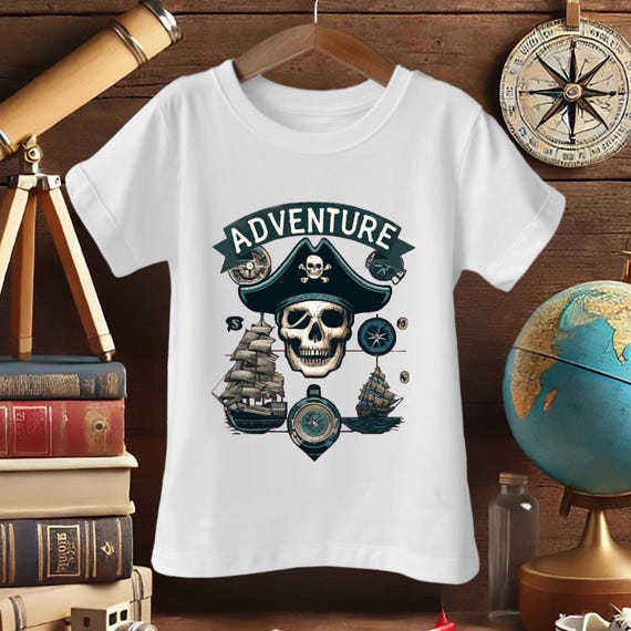 Boys Pirate Shirt – Skull & Ship Adventure Tee, Nautical Birthday Top for Kids