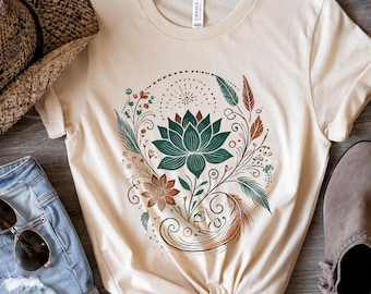 Lotus Flower Shirt – Boho Graphic Tee for Women