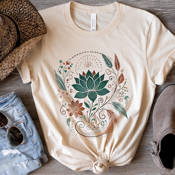 Lotus Flower Shirt – Boho Graphic Tee for Women