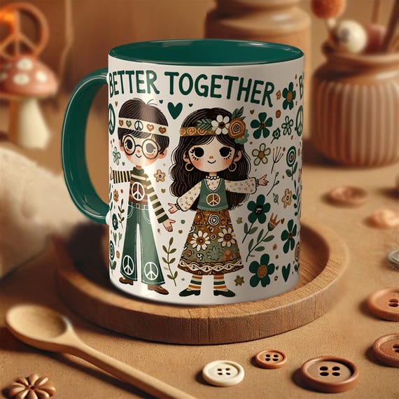 Boho Friends Coffee Mug, Illustrated Girls, Friendship Gift