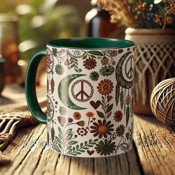 Nature Peace Mug – Retro Floral Coffee Cup