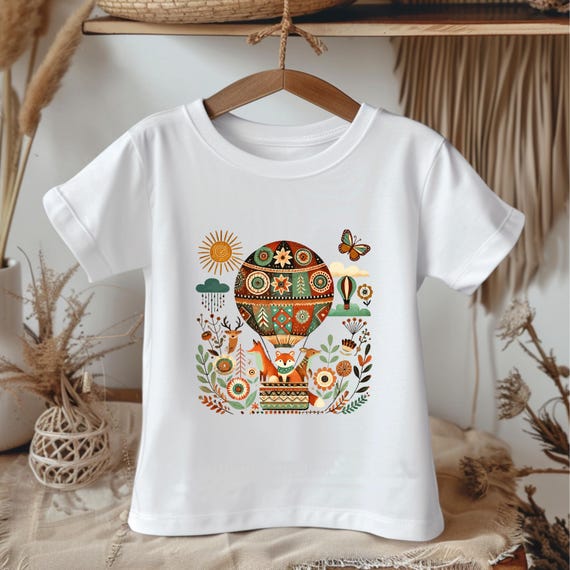 Hot Air Balloon Toddler Tee – Woodland Adventure Top for Kids