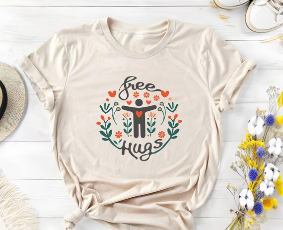 Free Hugs T-Shirt – Kindness Graphic Tee, Positive Vibes Casual Top