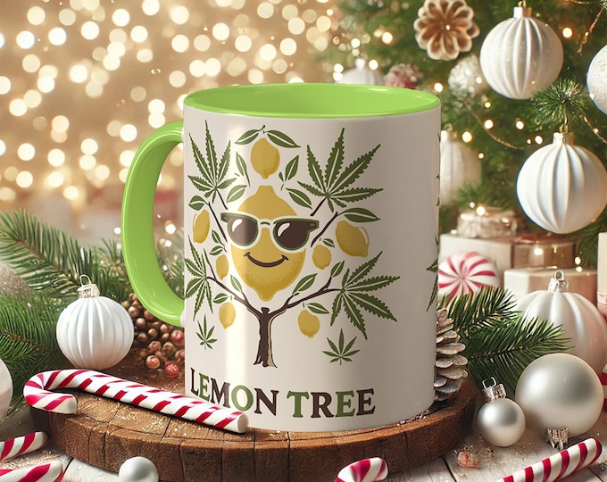 Lemon Weed Mug – Cannabis Leaf Coffee Cup, 420 Gift