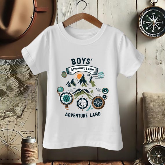 Boys Adventure Shirt – Camping Graphic Tee, Outdoor Explorer T-Shirt for Kids, Hiking Gift