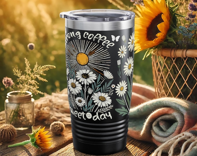 Boho Daisy Tumbler – Retro Flower Insulated Travel Mug for Women