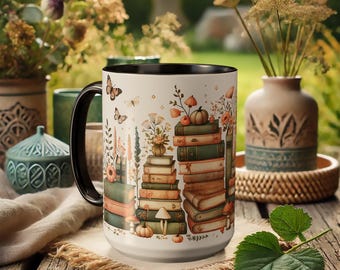 Book Lover Gift Mug – Vintage Floral Reading Coffee Cup, Bookish Reader Design