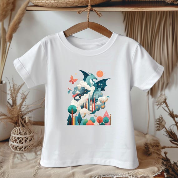 Kids Dragon T-Shirt – Fantasy Graphic Tee for Toddlers, Dragon Shirt, Whimsical Creature Design