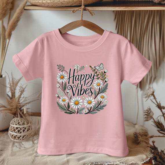 Happy Vibes Toddler Tee – Daisy Floral Top for Everyday Wear