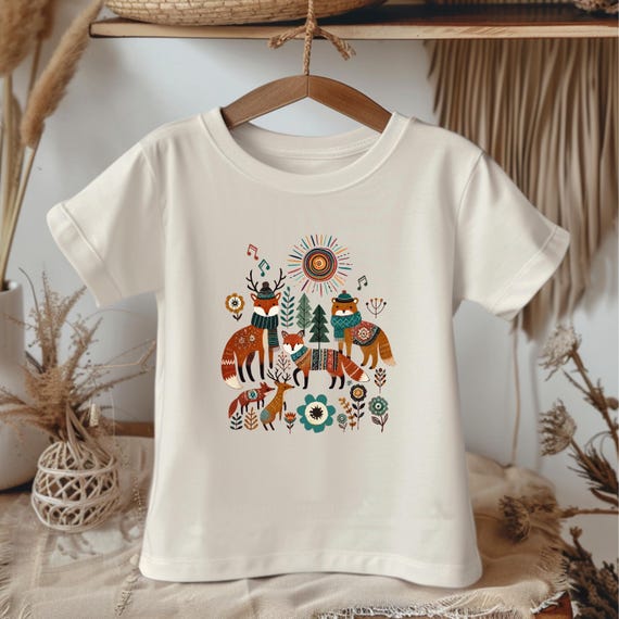 Toddler Forest Animal Shirt – Woodland Kids Tee with Fox and Deer