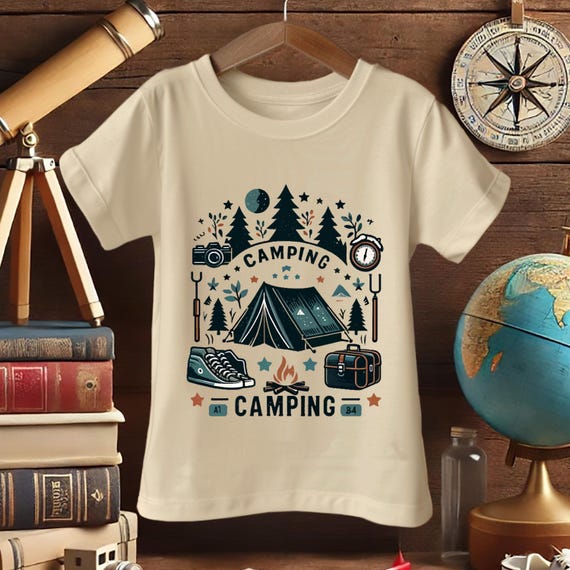 Boys Camping Shirt – Outdoor Adventure T-Shirt, Nature Graphic Tee for Kids