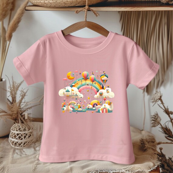 Toddler Hot Air Balloon Shirt – Rainbow Adventure Kids Tee, Birthday Gift For Girls