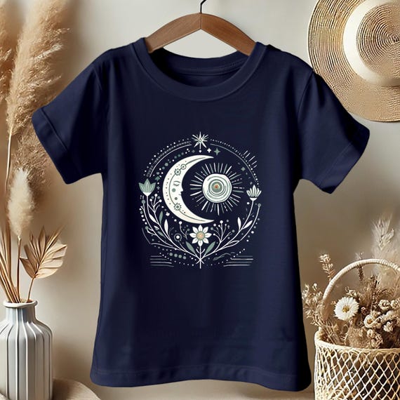 Girls Boho Sun Moon T-Shirt – Floral Youth Summer Tee