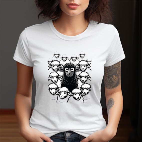 Black Sheep T-Shirt – Funny Quirky Humor Tee for Women, Unique Individuality Shirt