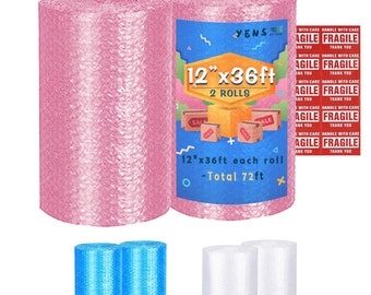 Yens Cushioning Rolls Packing Materials, 3/16" AIR Bubble,72 FT, 12 inch-Pink