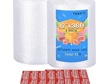 Yens Cushioning Rolls Packing Materials, 3/16" AIR Bubble,72 FT, 12 inch-Clear