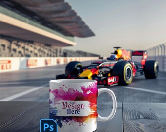 F1 Red Bull Mug Mockup PSD White Blank Coffee Mug Mockup PSD Coffee Mug Mock Up Smart Object Mug Mockup 11oz Mug Coffee Formula 1
