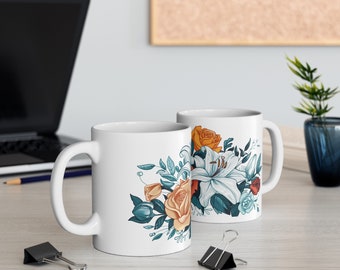 Lilies, Roses Mug, Lily Flower, Bridesmaids, Birthday Mug, Lily Lover, Mothers day Mug, Artistic Mug, Lily Mug, Flower Mug, Botanical