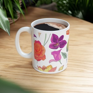 Lilies, Roses Mug, Lily Flower, Bridesmaids, Birthday Mug, Lily Lover, Mothers day Mug, Artistic Mug, Lily Mug, Flower Mug, Botanical
