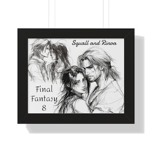 Final Fantasy 8 Art Sketch Squall and Rinoa, Art Drawing, Sketch Drawing, Anime Drawing, Gaming Drawing Final Fantasy, Black and White